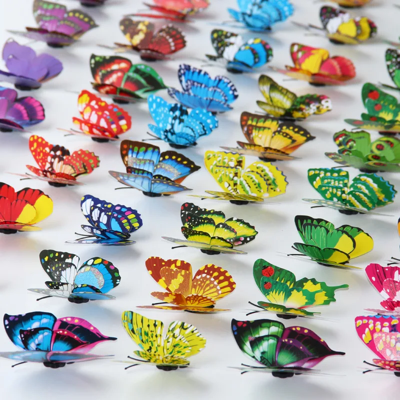 

20Pcs 3D Double Layer DIY Butterflies Fridge Magnet Stickers Room Decoration Butterfly Wall Stickers on the Wall for Home Decor