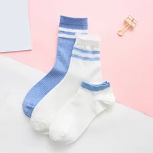 Caramella 3 пар/лот весенние женские кружевные носки небесно-голубые белые модные тонкие короткие дышащие носки женские хлопковые носки