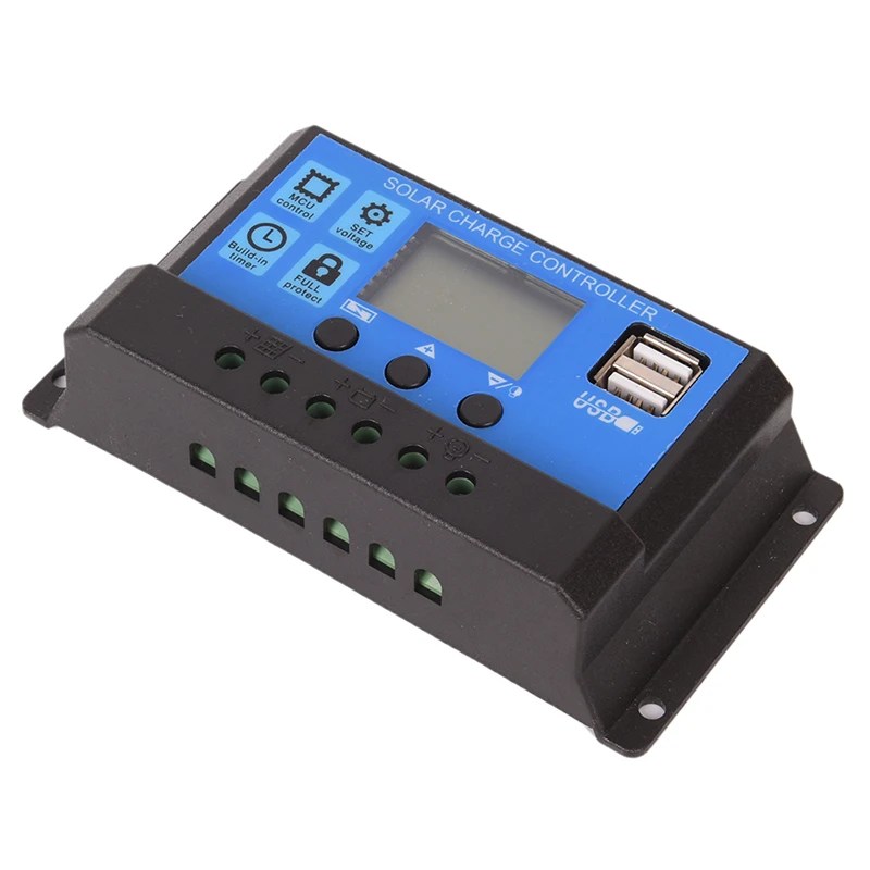

24V 12V Auto Solar Panel Battery Charge Controller 30A 20A 10A PWM LCD Display Solar Collector Regulator with Dual USB Output