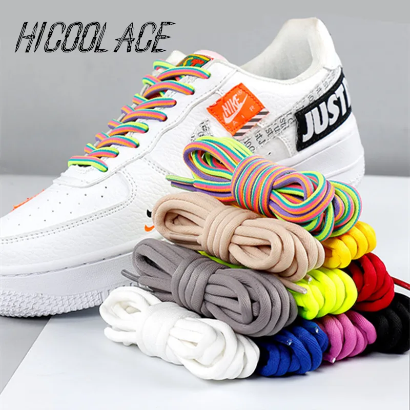 

2019 New Style 100CM/120CM/140CM/160CM White Shoe Laces Round Rainbow Shoelaces Marten Bootlace Thick Shoe Laces for AJ Sneakers