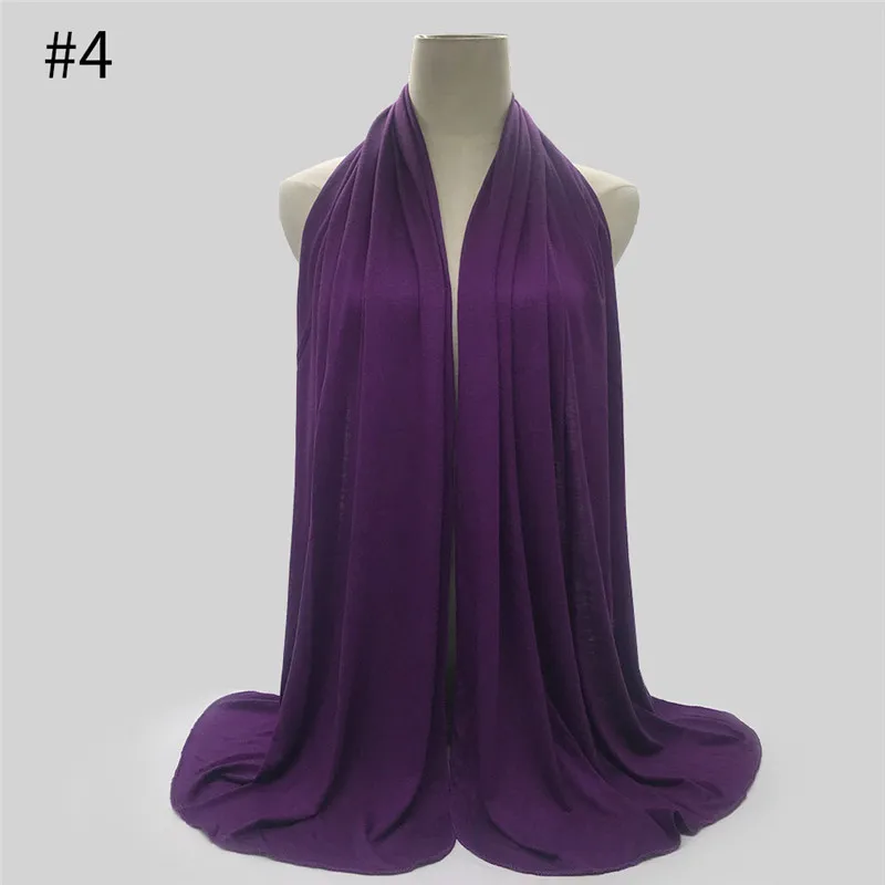 Мягкий базовый хлопковый трикотаж, 28 цветов, модная однотонная шаль из вискозы, мусульманские женские шарфы, шарф, хиджаб, бандана, 10 шт., быстрая - Цвет: number 4