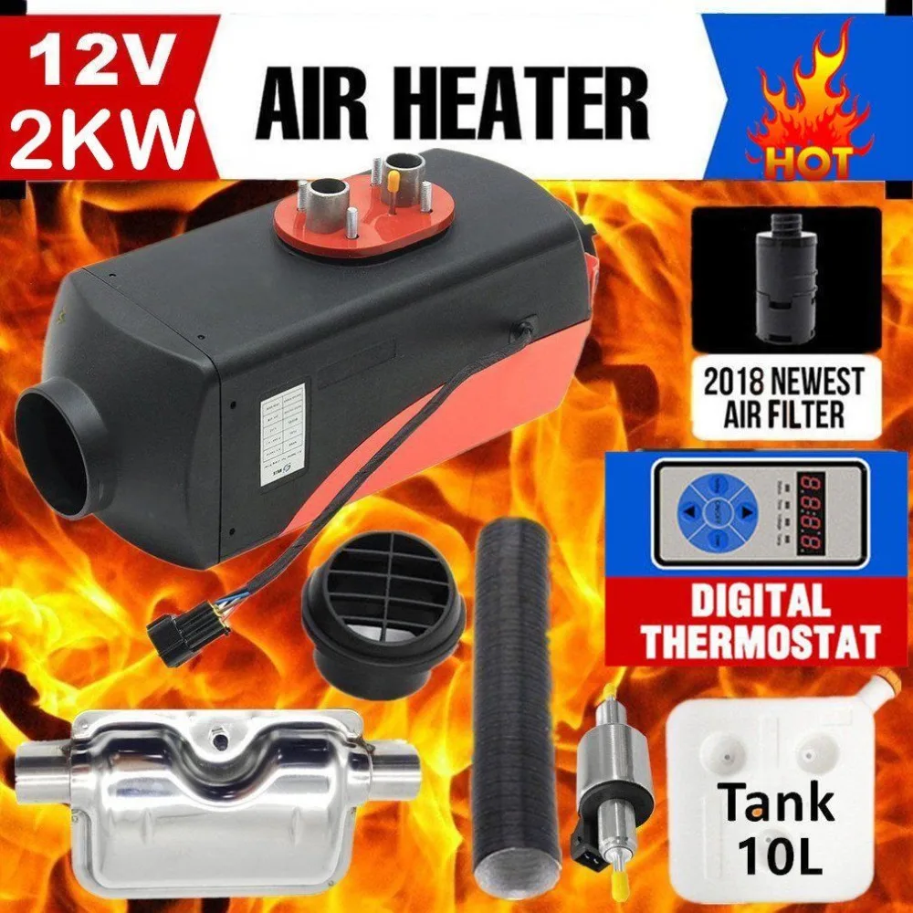 

2KW Parking Diesel Air Heater Single-hole Switch with Muffler Universal For Tank Vent Duct Thermostat Caravan DC 12V