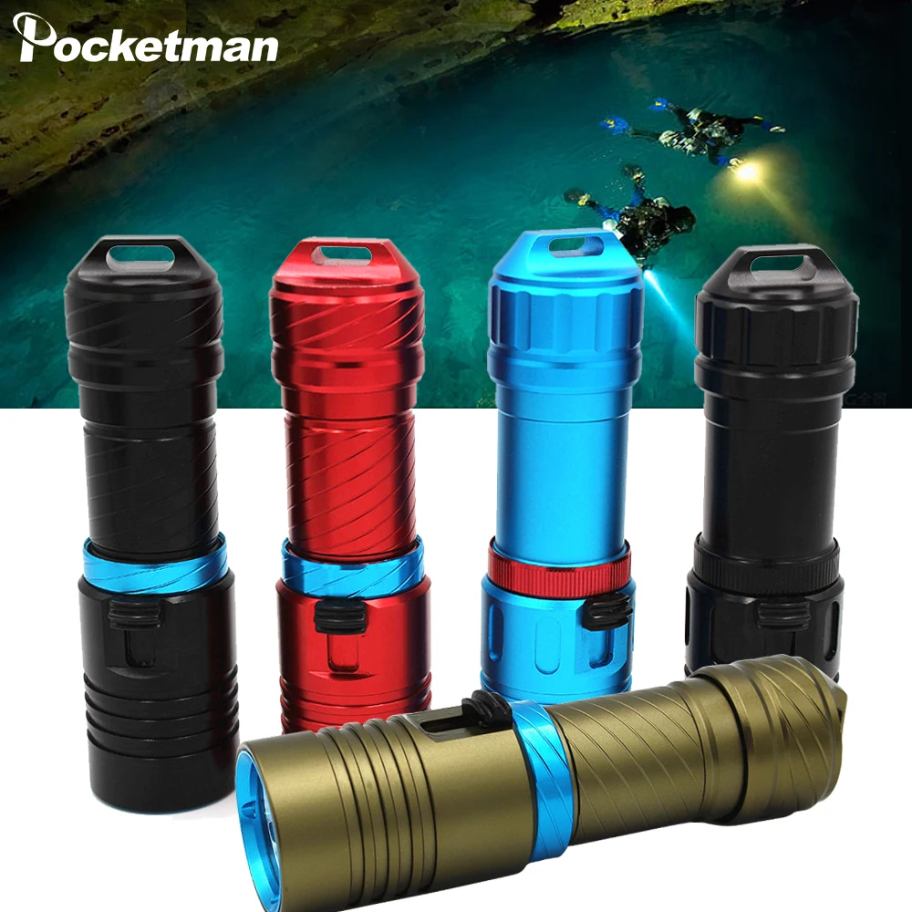 

Diving Flashlight Waterproof Torch 15000LM Powerful XM-L2 Scuba flashlight 200M Underwater Lighting with 18650/26650 Battery