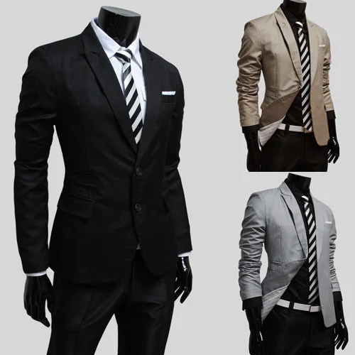 2013 male suit plain fashion slim casual men blazer black