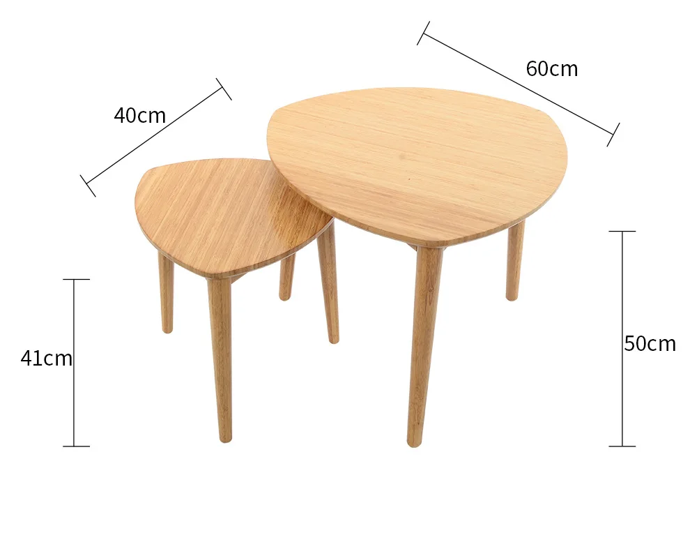 High quality Eco-friendly Bamboo Creative Heart-shaped Coffee Table Living room round tea table Side tables