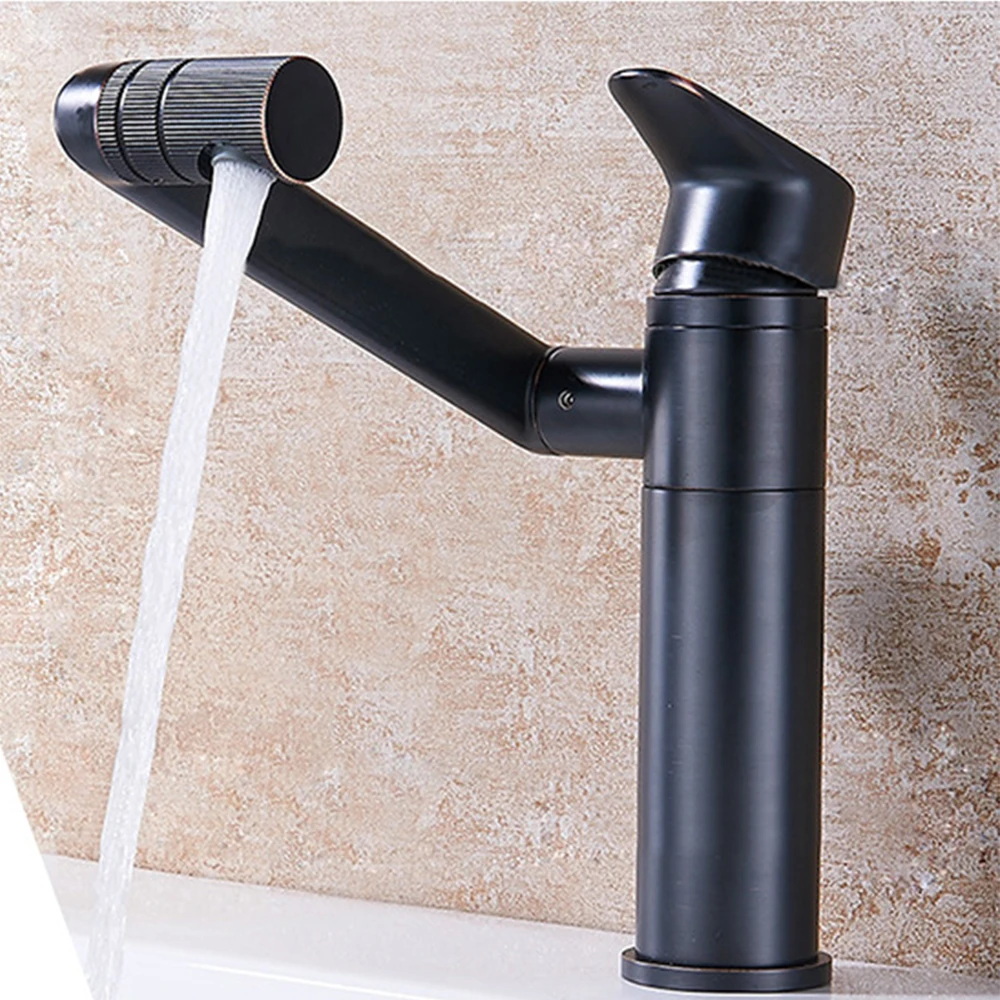 

Tap Faucet All-Copper Rotating Basin Faucet Hot And Cold Basin Faucet Rotatable Home Black Kitchen Tap