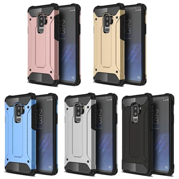 

50pcs Tough Armor Hybrid PC Cover For Samsung S10 5G E S9 S8 Plus Note 10 10+ 9 8 Soft Silicone Daul Rugged Anti-knock Cases