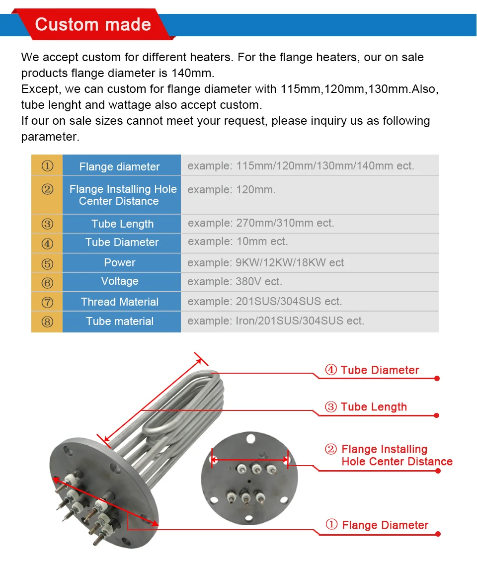 380 В паровой машины фланец нагревательный элемент, трубка электрического нагревателя для парового котла, 140 мм фланец, трубчатый элемент, части нагревателя