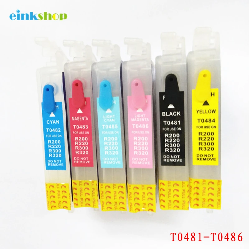 Einkshop T0481 многоразовый чернильный картридж для Epson T0486 Stylus Photo R200 R220 R300 R300M R320 R340 RX500