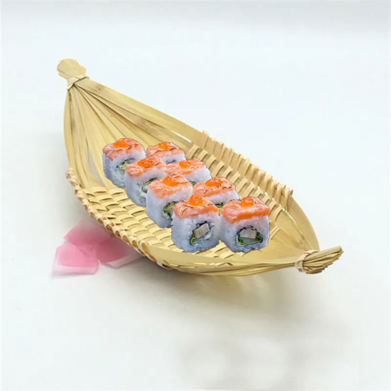 Handmade Bamboo Sushi Plate Japanese Style Sashimi Knit Tray Sushi Dish