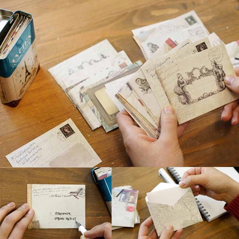 

12 Pcs/lot 12 Designs Retro Paper Envelope Cute Mini Envelopes Vintage European Style Mailer For Card Scrapbooking