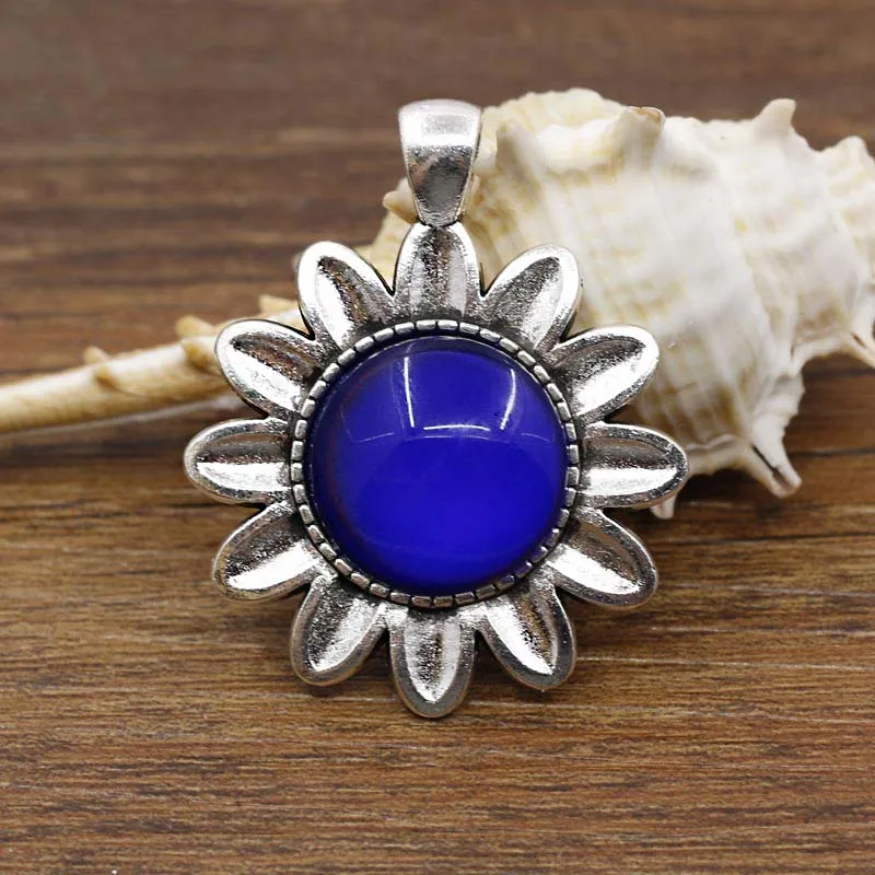 Новейшее винтажное ожерелье кулон Круглый Сплав Кулон меняющий цвет в зависимости от температуры настроение ожерелье подвески - Окраска металла: 3