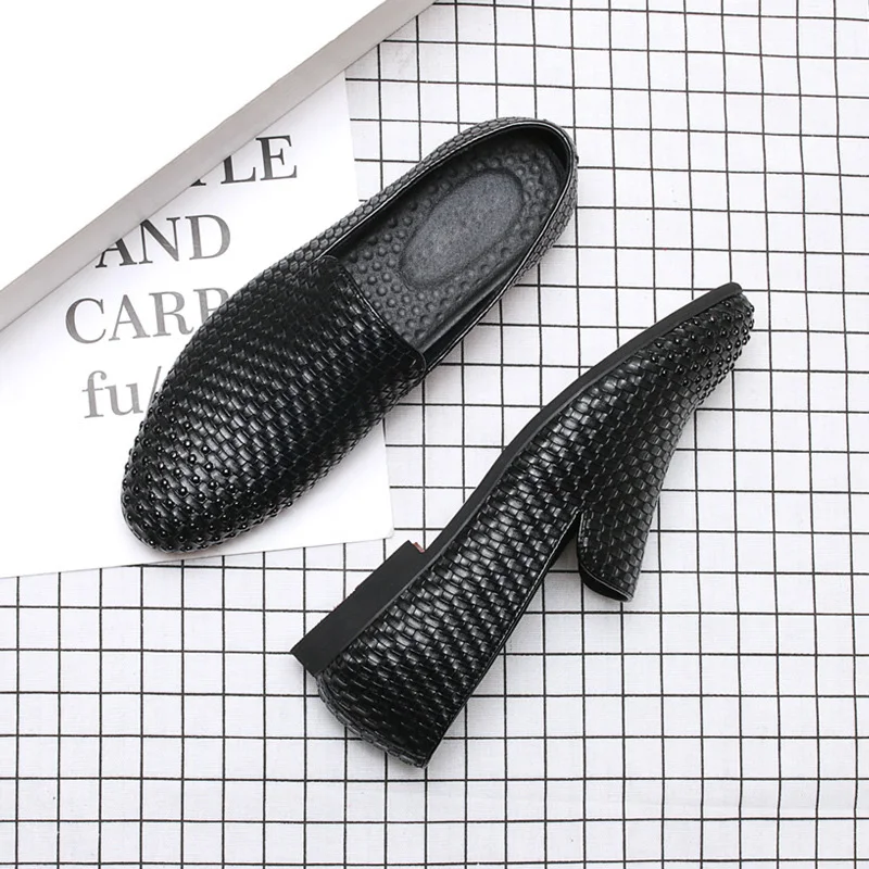 Sapatos Condução Homem Rebites Toe Mocassins 2018 Loafers Moda Marca Flats Black Casuais Suave De Homens Nova Couro P1vxzq