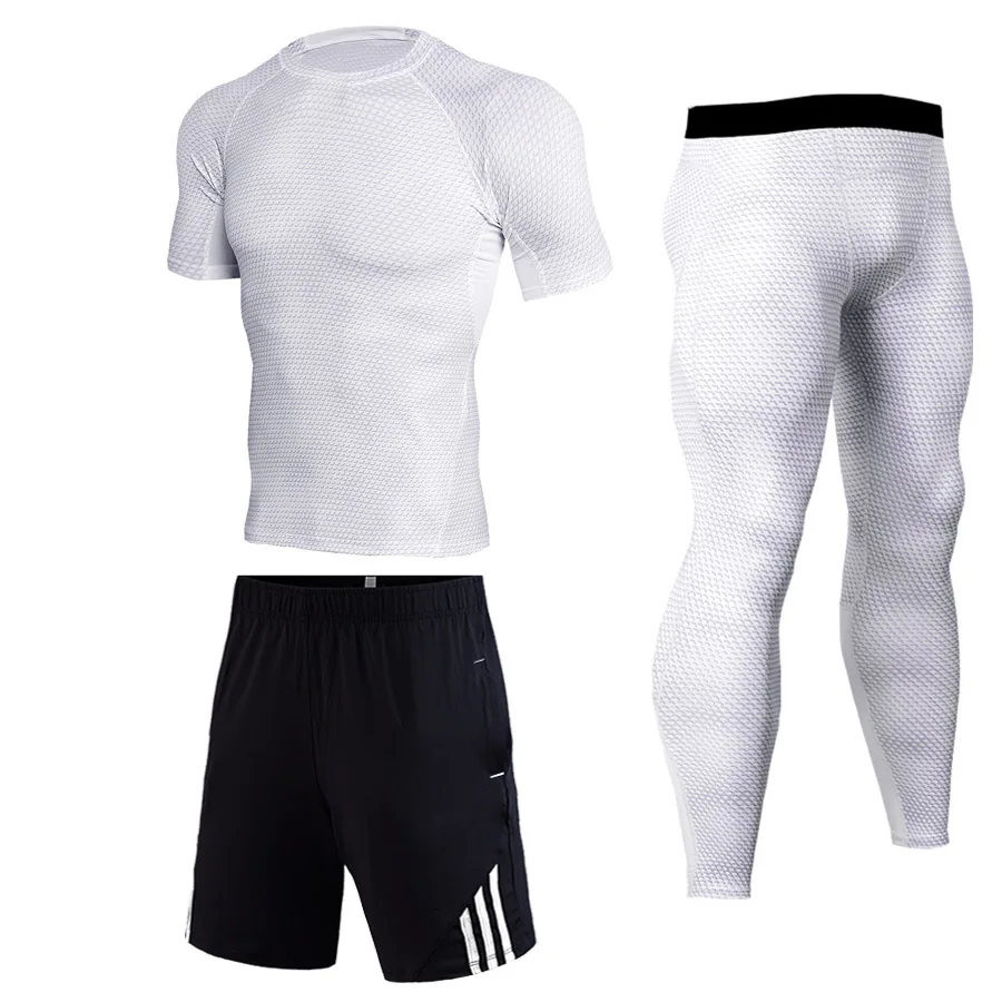 Летний мужской спортивный костюм Compression MMA мужской комплект спортивной одежды Gym Jogging Быст