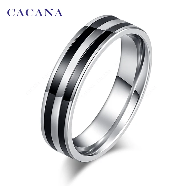 CACANA Titanium Stainless Steel Rings For Women Double Loop Ceramic Mosaic Fashi CACANA Titanium Stainless Steel Rings For Women Double Loop Ceramic Mosaic Fashi