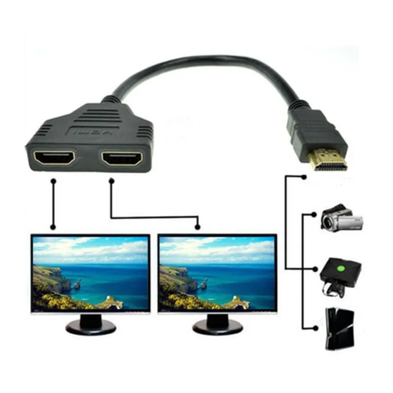 

1 PC 1080P HDMI Port Male to 2 Female 1 In 2 Out Splitter Cable Adapter Converter s0n80 P50