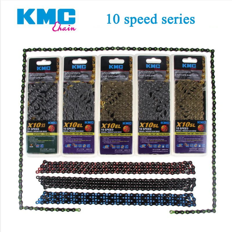 Ceny KMC X8 X9 X9sl X10 X10sl X11SL X12 łańcuch rowerowy 9S 10S 11S złoty dla MTB rower szosowy dla Shimano SRAM 8 9 10 11 prędkość 116L łańcuch