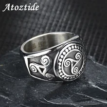 Atoztide, anillos Punk de acero inoxidable para adolescentes y lobos, para hombres, negro, Vintage, película, Triskele, anillo de dedo, anillos de boda, regalo para Fans de la banda