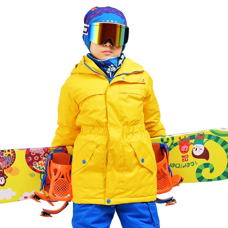 Marsnow/110-160; теплая куртка для катания на лыжах; Водонепроницаемая дышащая детская одежда; Утепленная зимняя куртка для мальчиков и девочек - Цвет: yellow