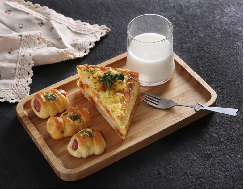 Direct bamboo wooden pallets solid wood tray rectangular bamboo tray wooden tray disc tea tray barbecue snack cake wooden plate