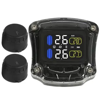 

Motorcycle TPMS Tire Pressure Monitoring System Waterproof TPMS Wireless LCD Display With 2 External Sensors