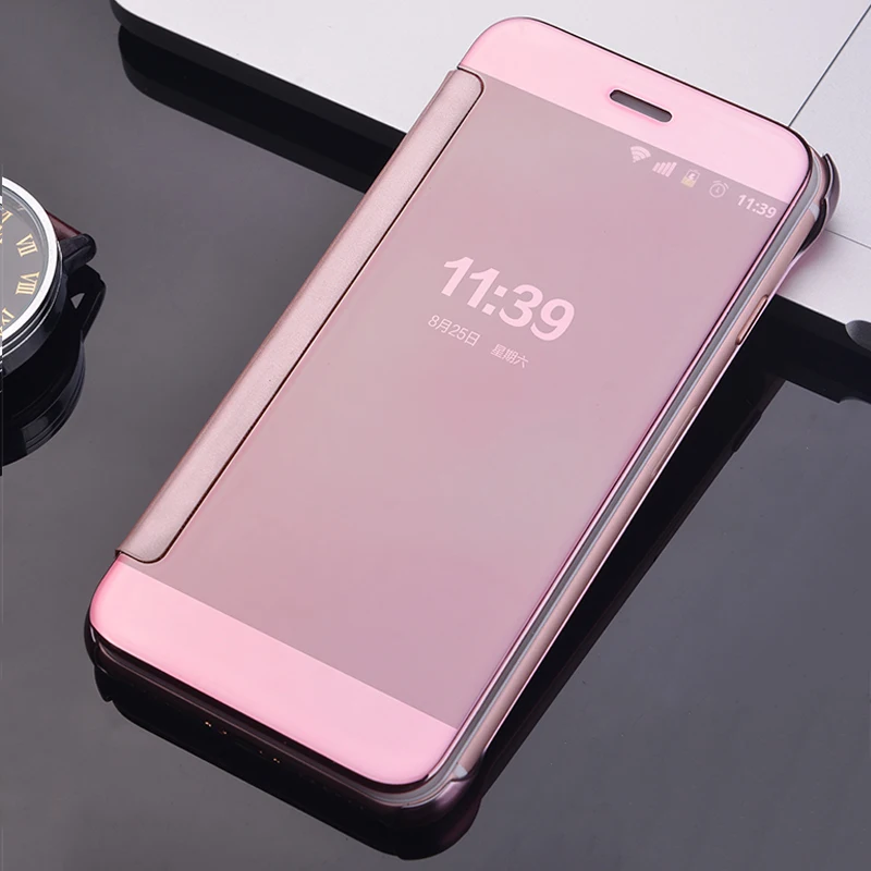 

Clear Plating Mirror Flip Case For iPhone 7 6 6S Plus SE 5 5s Samsung Galaxy S8 S7 S6 Edge S5 J1 J5 J7 A3 A5 A7 Cover Slim Cases