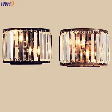 

IWHD Modern Crystal LED Wall Light Fixtures Bedroom Beside Lamp Cristal LED Wall Lights For Home Sconce Arandela Luminaire