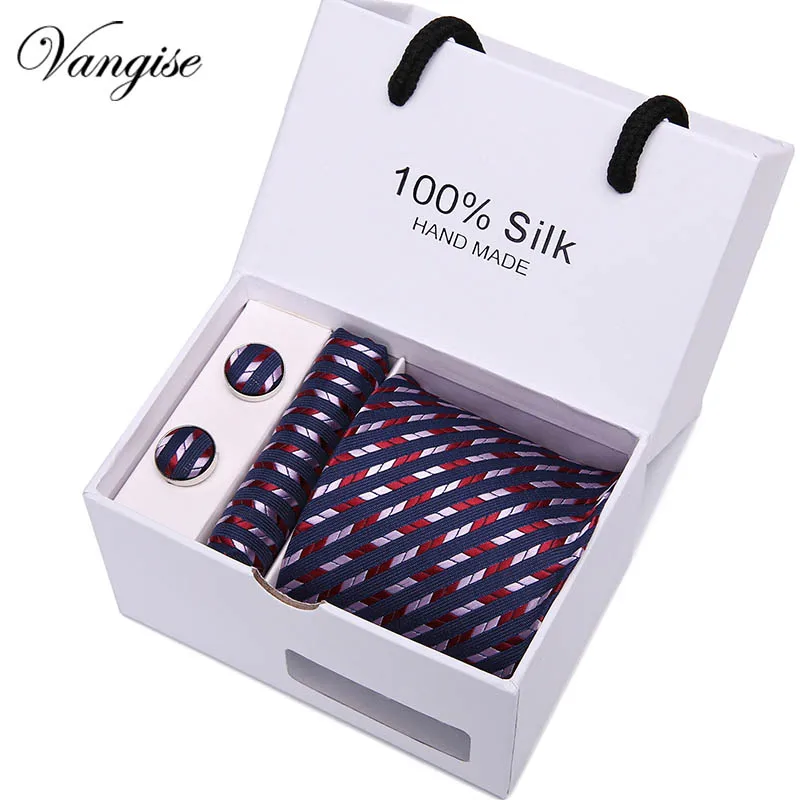 Дизайн набор галстуков с подарочной коробкой жаккардовый плетеный галстук шелковый галстук Hanky запонки наборы галстуков для свадебной вечеринки для мужчин - Цвет: SB37