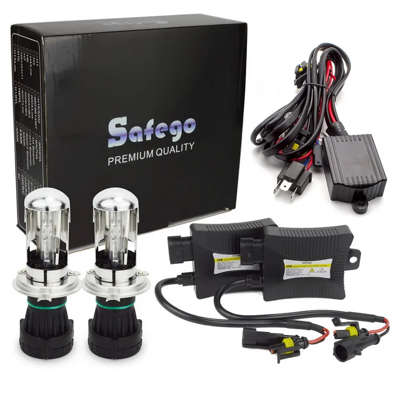 Safego Bixenon H4 HID Kit Bi Xenon Headlight Bulbs DC 35W 55W H4 3 HID