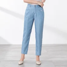 Makuluya Женская Высококачественная джинсовая ткань, Tencel хлопковые шаровары длиной до щиколотки универсальные повседневные винтажные Ретро уютные высокие уличные L6