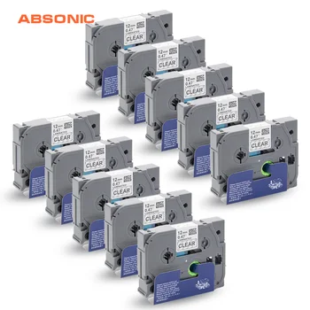 

Absonic 10PCS TZe-131 TZ-131 Cassette Ribbon Laminated Tape for Brother P-touch PT-D210 PT-H110 Label Maker Black on Clear 12mm
