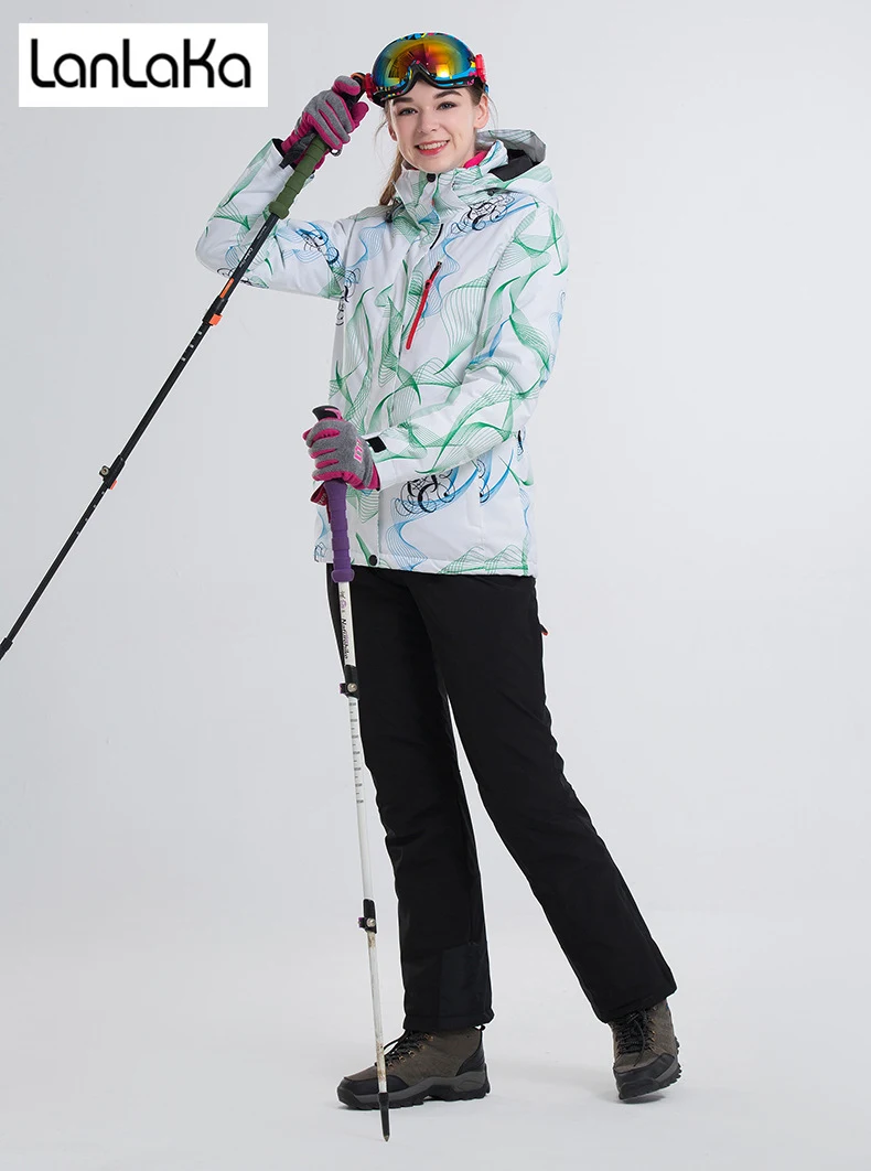 

LANLAKA NEW Brand Ski Suit Women Snowboarding jackets+Pants Warm Snow Coat Breathable 5 Color Optional Colorful Ski Sets Female