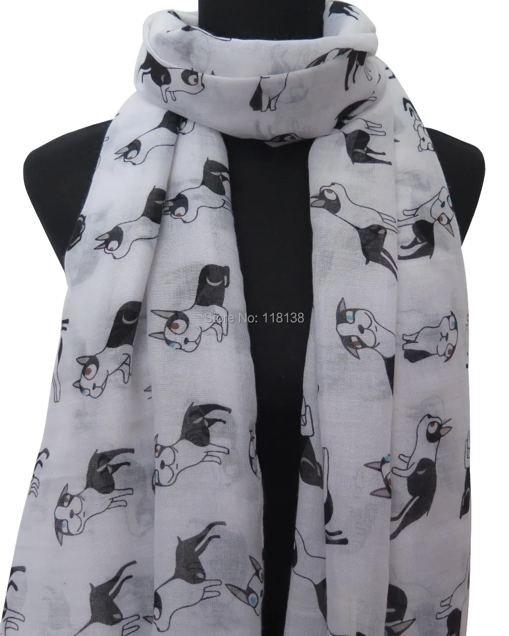 

Cute Boston Terrier Dog Puppy Print Women's Scarf Large Size Soft Lightweight