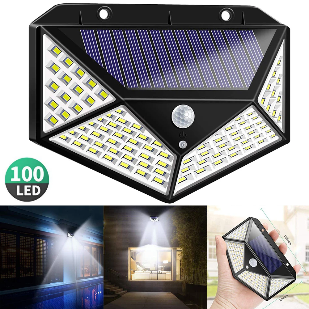 

Solar Lamps 100 LED Solar Power Light 3 Modes 270 Degree Angle Motion Sensor Wall Lamp Outdoor Waterproof for Yard Garden Home
