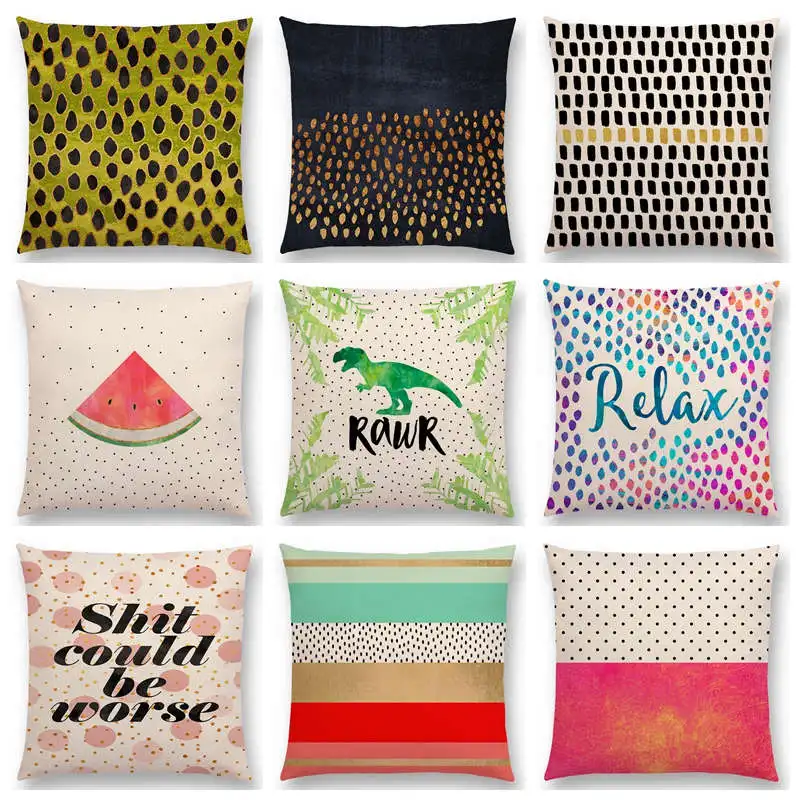 

Happy Your Love Warm Words Powerful Letters Abstract Dots Colorful Spots Stripe Beautiful Cushion Cover Sofa Throw Pillow Case