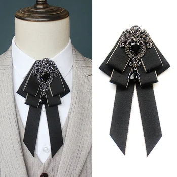

Fashion Men Suit Shirt Tie Rhinestone Men's Collar Flower Groom Best Man Suit Neck Accessories Bow Tie Formal Party Wedding Tie