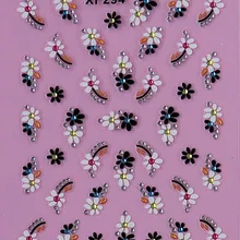 Черный 3D Цветочный дизайн переводные наклейки для ногтей переводные наклейки для женщин маникюрные инструменты для ногтей наклейки XF294