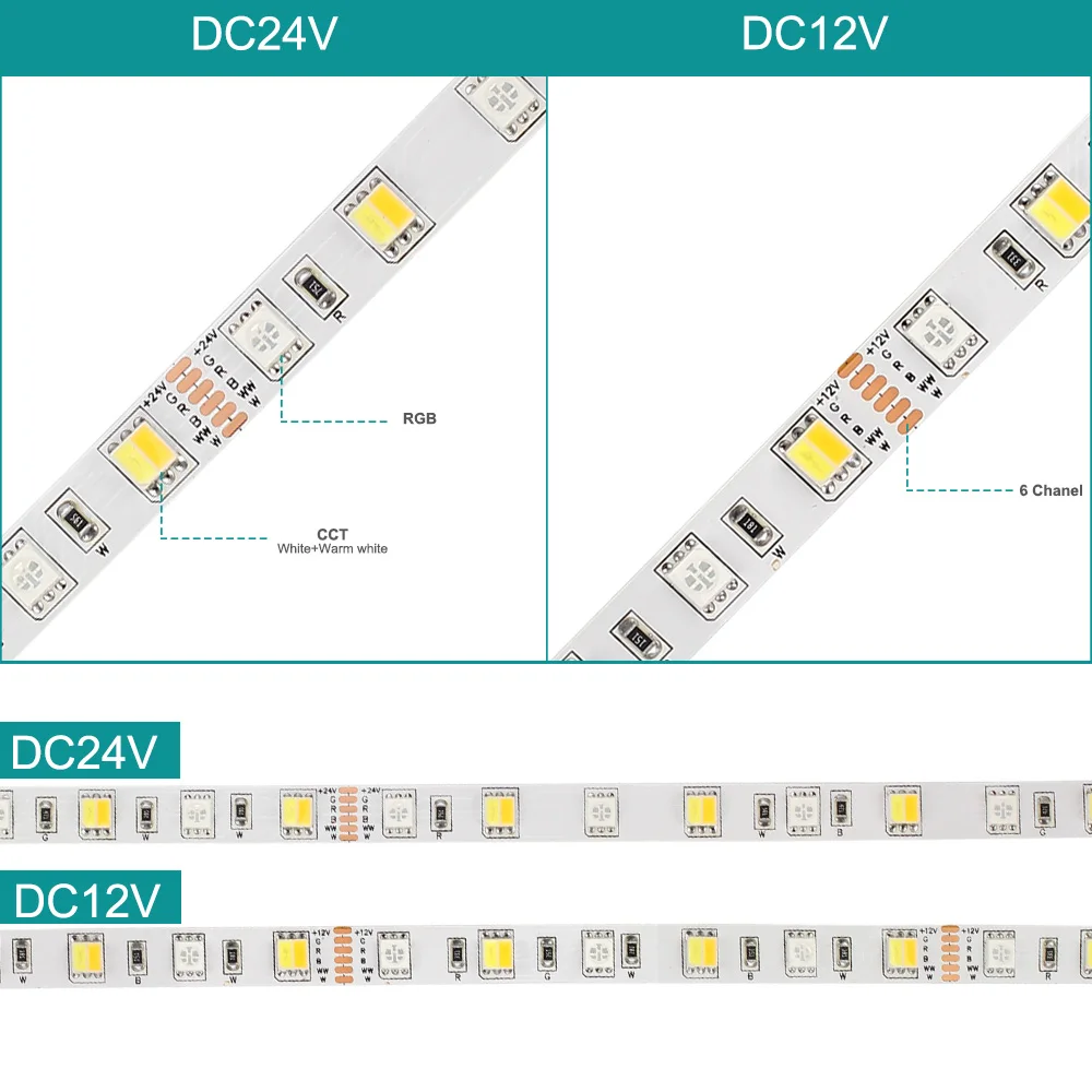 Светодиодная ленсветильник 5 м RGB + CCT 5050 SMD 60 светодиодов/м RGBW полноцветная