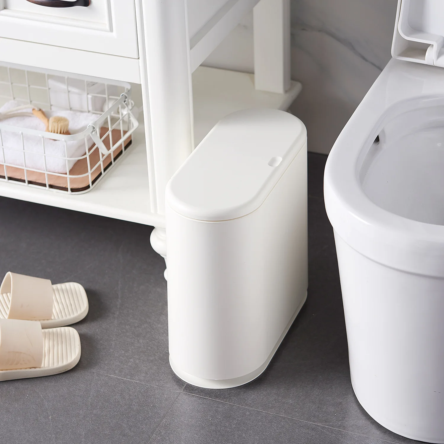 

Plastic Trash Can Bathroom Waste Bin Dustbin Trash Cans Garbage Bucket Garbage Bag Dispenser Office Kitchen Trash Bin