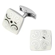 High quality fashion men’s shirts Cufflinks White Enamel Cufflinks square pattern clouds brass material wholesale and retail