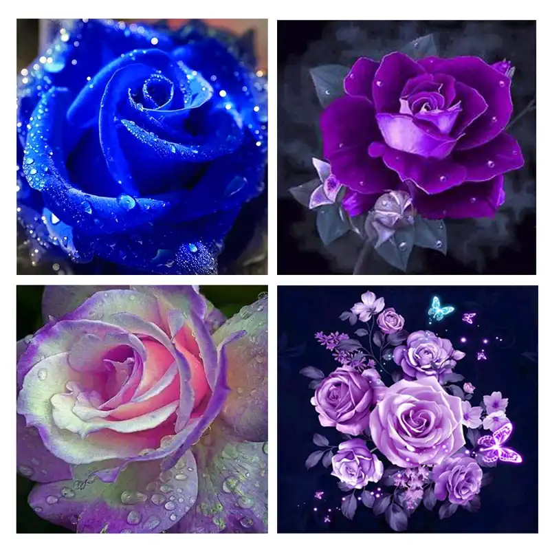 5d Diamond Painting Blue Rose Flowers Full Squareround Drill Mosaic 3d Diamond Embroidery Cross Stitch Kits Home Wall Painting Decor Gift Craft Supplies Tools Home Improvement