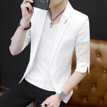 

Summer Sun Protection Suit Breathable Ultra-thin Suit Set Men S Blazers Solid Color Men Prom Suits Jacket