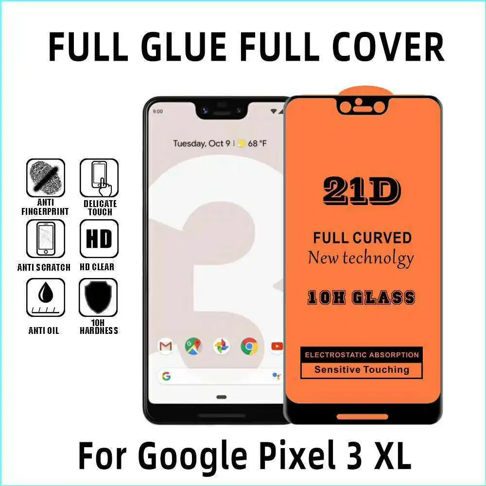 

21D Full Glue Full Cover 9H Tempered Glass Screen Film For Google Pixel 3 / 3 XL