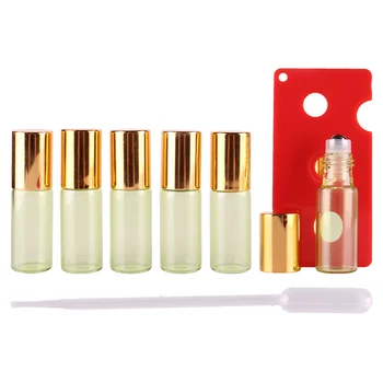 

6pcs 5ml Green Essential oil pearl coated Glass Roll on Bottles with Stainless Steel Roller Ball for perfume aromatherapy