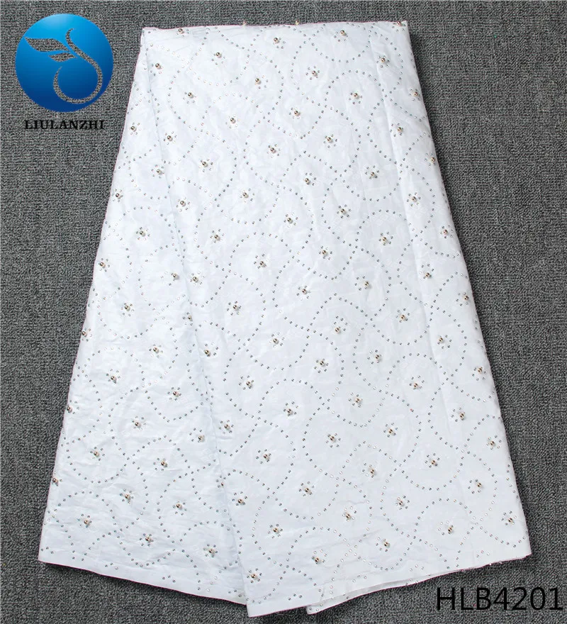 

LIULANZHI african riche fabric white bazin riche getzner african tissu with beads cotton fabric 5 yards/piece for garment HLB42