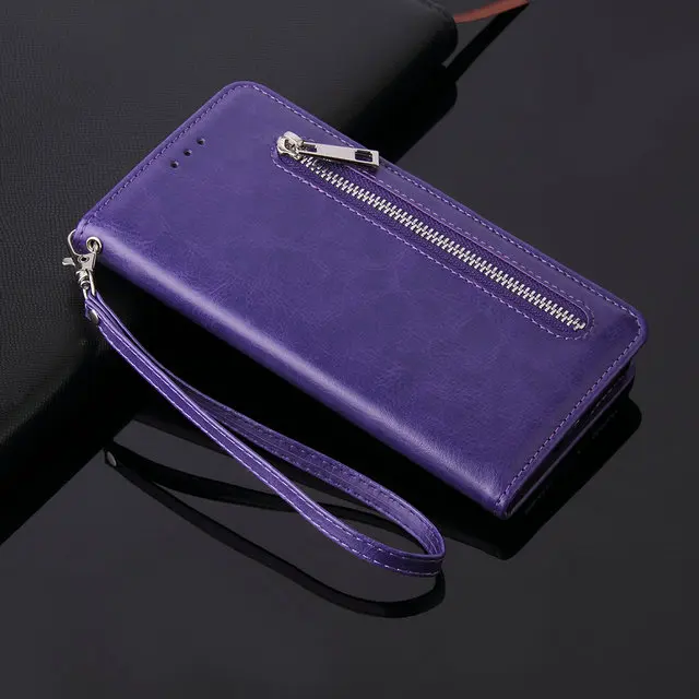 6.7'' Luxury Zipper Wallet for Coque Samsung A70 Case A 70 A705 Samsung A7 Case Concise for Samsung Galaxy A70 Flip Cover - Цвет: Violet