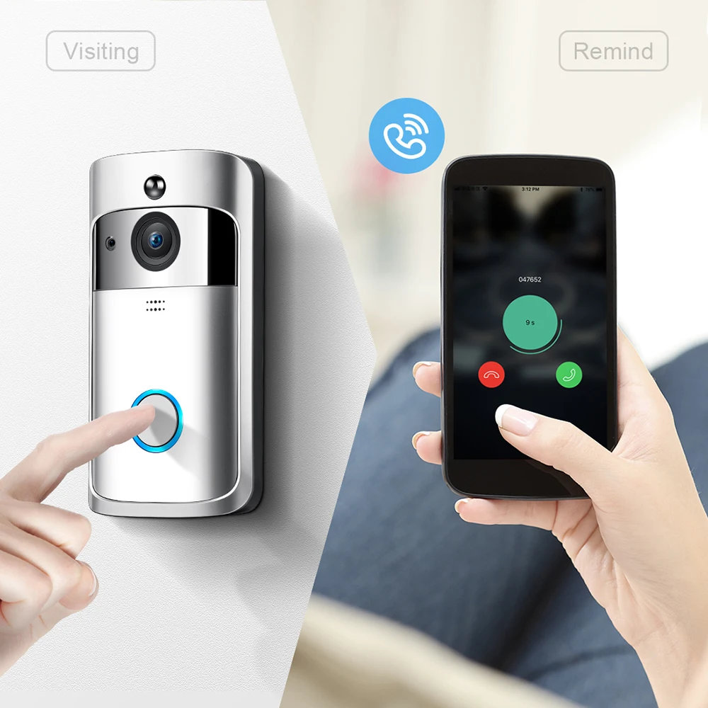 TAOCOCO Smart Video Doorbell Camera WiFi IP Camera Ring Door Video Intercom Two Way Audio APP Control Night Vision Doorbell