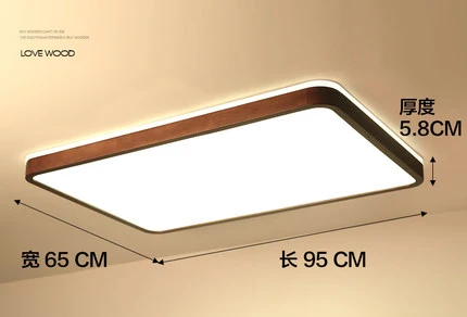 Скандинавский светодиодный деревянные потолочные светильники в квадратной форме осветительные светильники Орех Деревянный потолочный светильник - Цвет корпуса: Square W 95CM L65CM