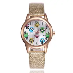 Модные женские часы из кожи с рисунком Совы кварцевые наручные часы кристаллы Декор Горячая распродажа Женские часы для подарка часы