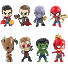 8 pcs/set Marvel Avengers 4 Infinity War Thanos Thor Spider-Man Iron Man Groot Hulk Action Figure Doll Ornament Model Doll Toys 8 pcs/set Marvel Avengers 4 Infinity War Thanos Thor Spider-Man Iron Man Groot Hulk Action Figure Doll Ornament Model Doll Toys